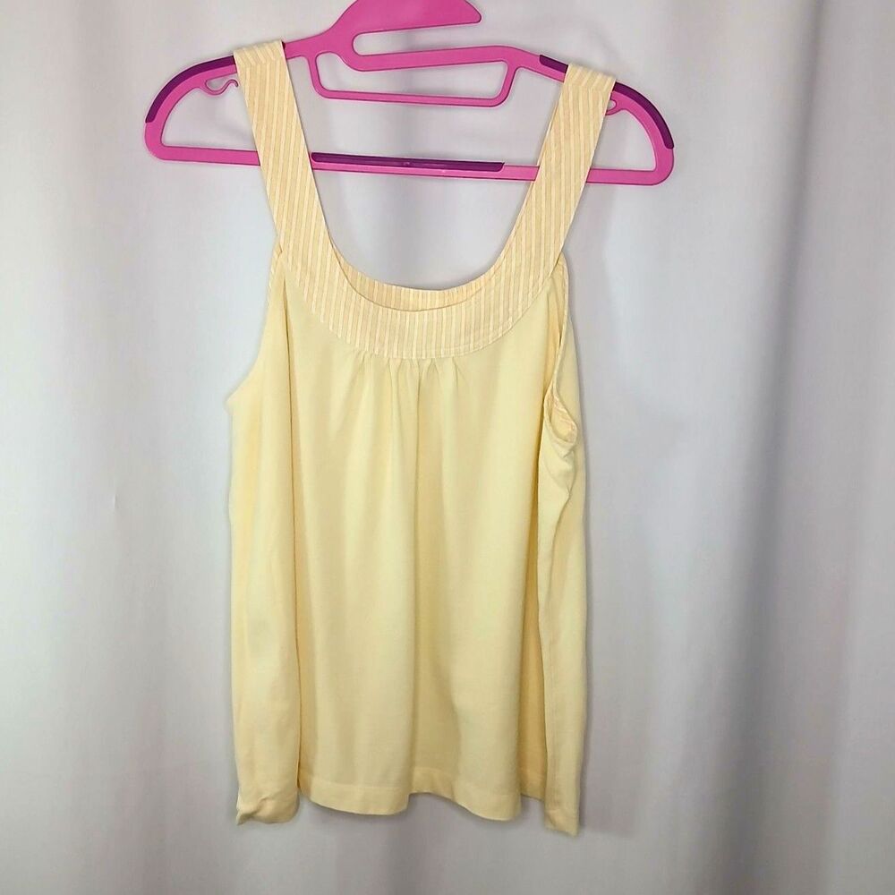 Vera Wang Scoop Neck Tank Top Modal Cotton Yellow Relaxed Blouse Womens Large